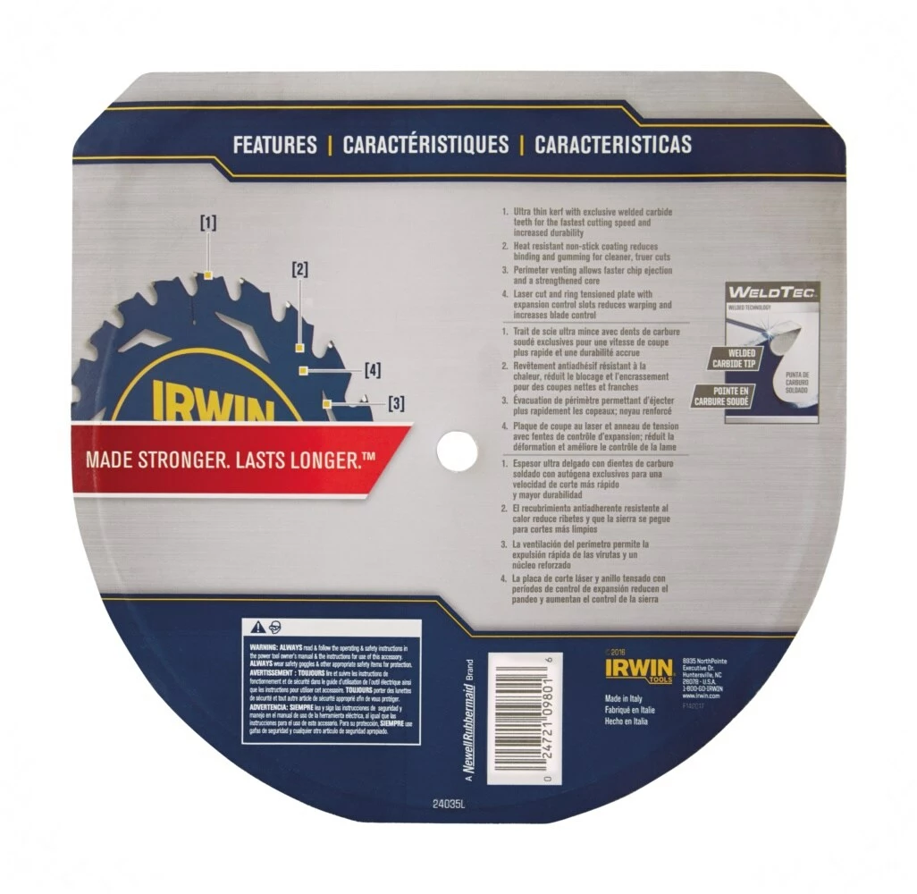 IRWIN Circular Saw Blades Marathon with Weldtec 7-1/4-in 24-Tooth Carbide Circular Saw Blade 4 IRWIN Circular Saw Blades Marathon with Weldtec 7-1/4-in 24-Tooth Carbide Circular Saw Blade - Image 2