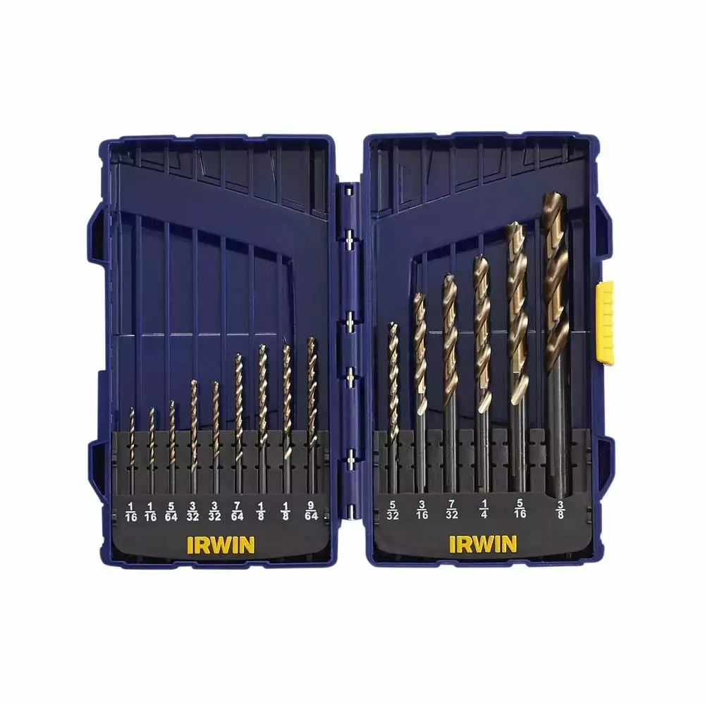 IRWIN Twist Drill Bits 15-Piece Assorted 6-in Gold Ferrous Coated Hss Twist Drill Bit Set 2 IRWIN Twist Drill Bits 15-Piece Assorted 6-in Gold Ferrous Coated Hss Twist Drill Bit Set