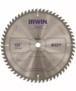 IRWIN Circular Saw Blades Classic 10-in 60-Tooth Carbide Miter/Table Saw Blade