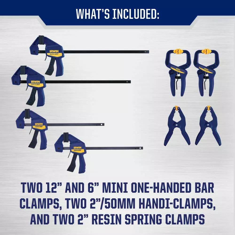 IRWIN Clamps QUICK-GRIP 8-Pack Assorted Assorted Clamp Set Clamp 4 IRWIN Clamps QUICK-GRIP 8-Pack Assorted Assorted Clamp Set Clamp - Image 2