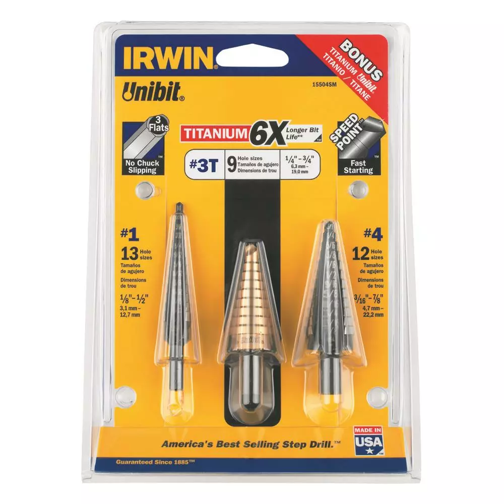 IRWIN Step Drill Bits Unibit 3/8-in 13-Step Drill Bit 3 IRWIN Step Drill Bits Unibit 3/8-in 13-Step Drill Bit