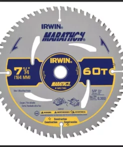 IRWIN Circular Saw Blades Irwin Marathon Small Diameter Saw Blades Marathon 7-1/4-in 60-Tooth Tungsten Carbide-tipped Steel Circular Saw Blade