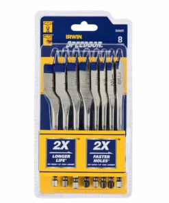 IRWIN Woodboring Drill Bits 8-Piece Assorted Woodboring Spade Drill Bit Set